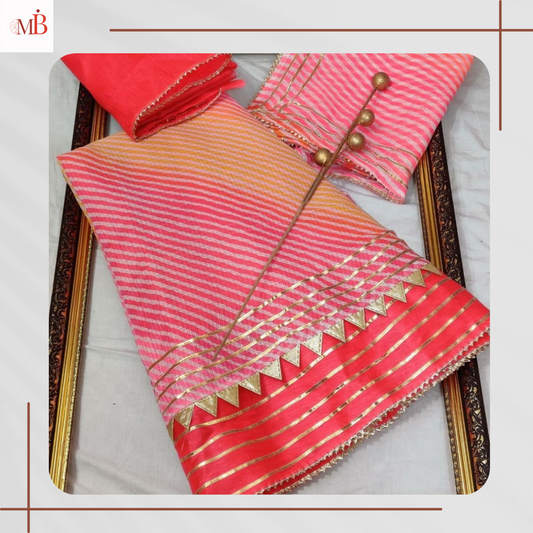 Traditional Skirt Set | Kota Doria । Lehariya Lehanga Choli Set | Semi - Stitched