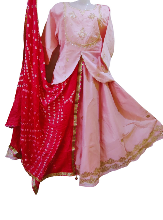 Traditional Choli and Skirt Set with Dupatta | Organza Lehanga | Peplum Choli and Skirt