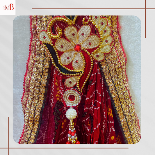 Marwadi Traditional Chunri | Draped Chunri/Odhna for Wedding | Bride Wedding Dupatta - Flower