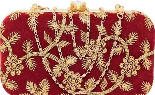 Buy Fabbhue Women's Hand Embroidered Box Clutch Purse online