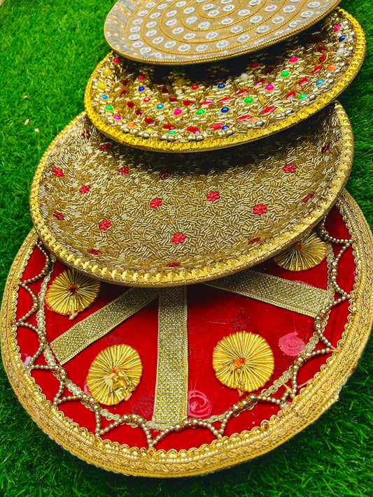 Puja Thali | Colourful Decorated Thali | Wedding Thali | Golden Thali